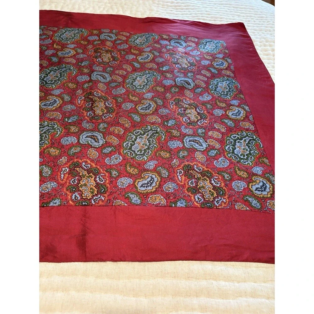 Vintage Liberty of London Red Silk Paisley Scarf 34 X 34 Inch Made In England